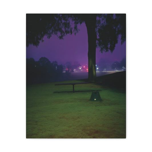 A vision of charged stillness in a moment of solitude. Eerie lake in the early morning in subdued lighting with photograph-like surreal aura.