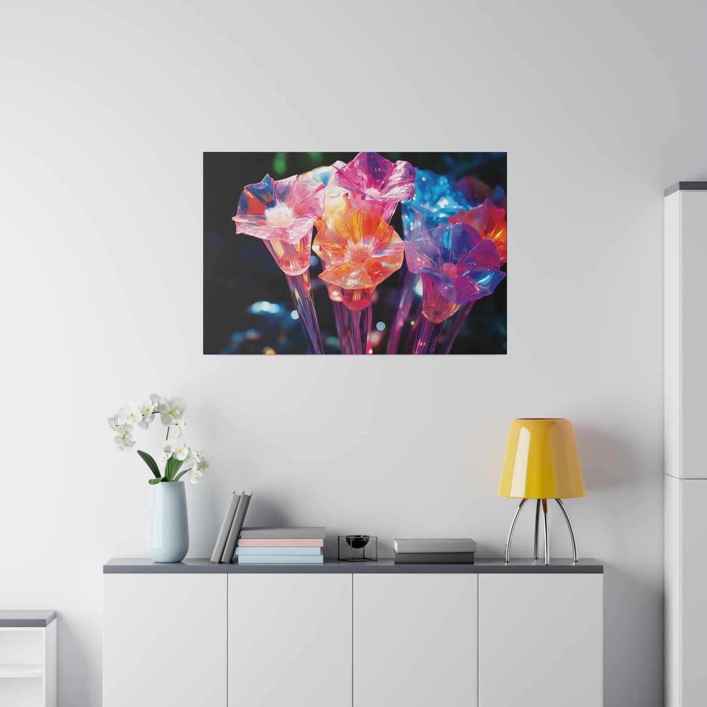 Prismatic Blossoms Wrapped Canvas