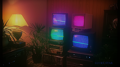 A synthesized image of CRT screens stacked on top of each other.